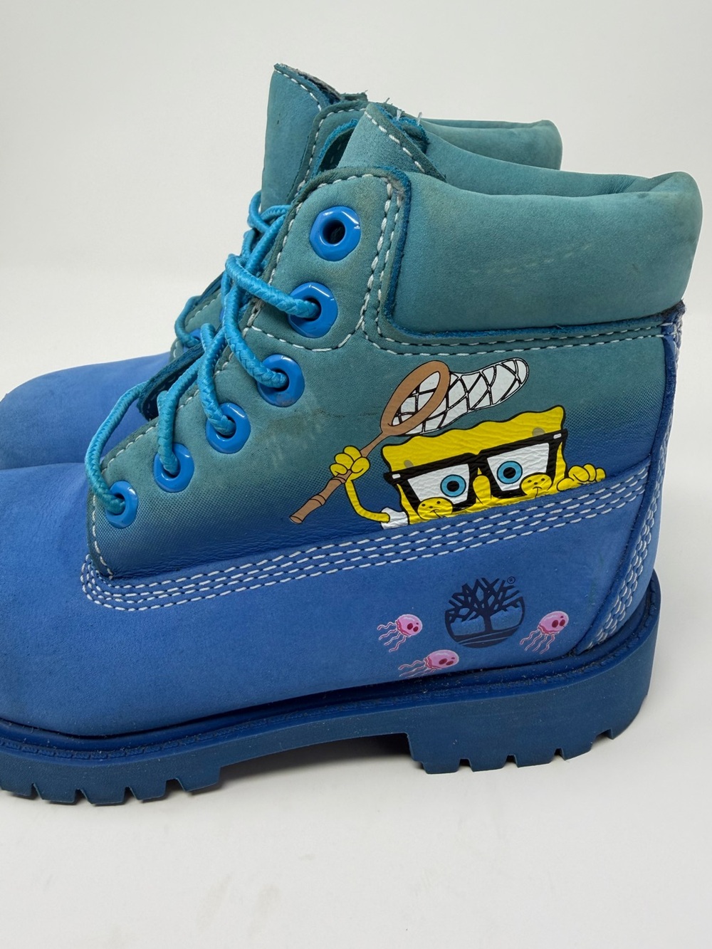 Kids Timberland SpongeBob Blue Boots sz. 13 - Picture 4 of 10